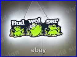 20x8 Bvdweiser Beer Frog LED Lighted Sign 3D Vivid Print Neon Beer Lamp