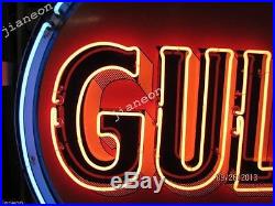 24X24 Old Gulf Dealer Gas & Oil NEON SIGN BEER LIGHT Lighted Backing