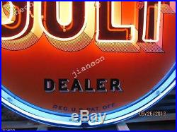 24X24 Old Gulf Dealer Gas & Oil NEON SIGN BEER LIGHT Lighted Backing