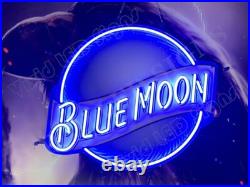 24x20 Blue Moon Beer Vivid LED Neon Sign Light Lamp With Dimmer