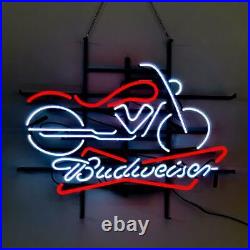 24x20 Budweiser Motorcycle Neon Sign Light Beer Bar Pub Wall Hanging Artwork