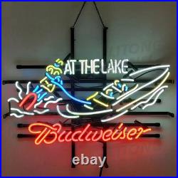 24x20 Motorboat Party At The Lake Beer Neon Sign Lamp Light Real Glass Decor