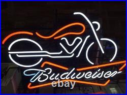 24x20 Motorcycle Bowtie Beer Neon Sign Lamp Light Bar Decoration Gift Glass