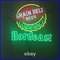 24x20 Nordeast Grain Belt Beer Neon Sign Visual Real Glass Handmade Bar MM277