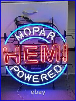 24x24MOPAR POWERED HEMI Neon Sign Light Beer Bar Pub Windows Hanging Artwork