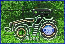 30 John Deere Farm Tractor Busch Light Beer LED Neon Light Lamp Sign