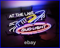 AT THE LAKE BVD Beer Man Cave Bistro Neon Sign Light Shop Wall 19x15