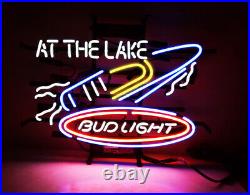 AT THE LAKE BVD Beer Man Cave Bistro Neon Sign Light Shop Wall 19x15