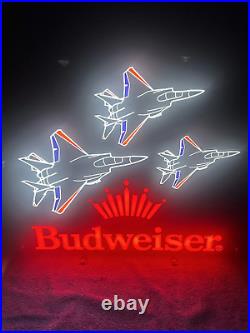 Airplane Fighter Jet Beer 24x20 Vivid LED Neon Sign Light Lamp With Dimmer VL