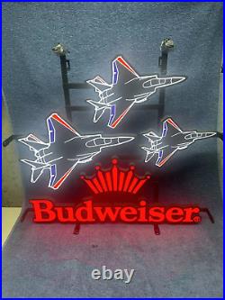 Airplane Fighter Jet Beer 24x20 Vivid LED Neon Sign Light Lamp With Dimmer VL