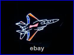 Airplane Plane Fighter Jet Beer 24 Vivid LED Neon Sign Light Lamp With Dimmer