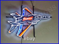 Airplane Plane Fighter Jet Beer 24 Vivid LED Neon Sign Light Lamp With Dimmer
