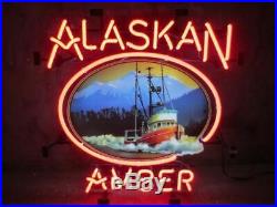Alaskan Amber Brewing Neon Light Sign 20x16 Beer Gift Bar Real Glass Artwork