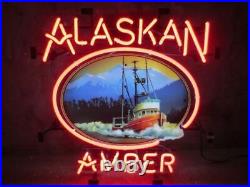 Alaskan Amber Brewing Neon Light Sign Beer Gift Bar Real Glass Artwork 20x16