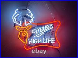 American Lager Beer Deer 17x13 Neon Light Sign Lamp Real Glass Bar Open Decor
