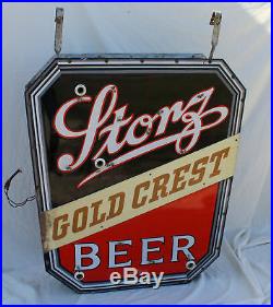 Antique Porcelain Neon Advertising Sign Storz Triumph (Gold Crest) Beer Omaha NE
