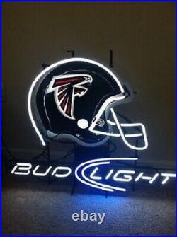 Atlanta Falcons Helmet Beer Lager 20x16 Neon Lamp Light Sign Decor Real GLass