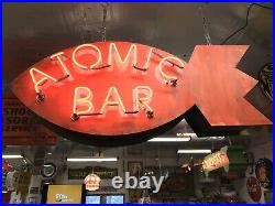 Atomic Bar Neon Sign, Gas And Oil, Beer, Chevrolet And Ford