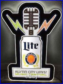 Austin City Limits ACL 2014 Poster MILLER LITE BEER Neon LED Light MOTION Sign