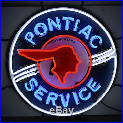 Authorized Pontiac Service Neon Sign Indian Head Logo GM Dealership