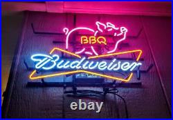 BBQ Barbecue Pig Pork Open Beer 17x14 Neon Light Sign Lamp Wall Decor Grill