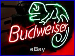 BUD WEISER Man Cave Beer Bar Vintage NEON LIGHT SIGN LIZARD Window Wall Room