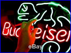 BUD WEISER Man Cave Beer Bar Vintage NEON LIGHT SIGN LIZARD Window Wall Room