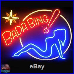 Bada Bing Girl Beer Pub Bar Real Glass Neon Light Sign 20x16 From USA