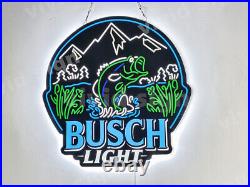 Bass Fish Fishing Mountain Beer 2D LED 16x16 Neon Sign Light Lamp Wall Decor