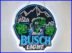 Bass Fish Fishing Mountain Beer 2D LED 16x16 Neon Sign Light Lamp Wall Decor