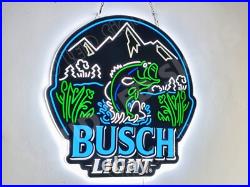 Bass Fish Fishing Mountain Beer Lager 16 Vivid LED Neon Sign Light Wall Decor