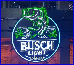 Bass Fish For Fishing Beer Bar 24x20 Vivid LED Neon Sign Light With Dimmer