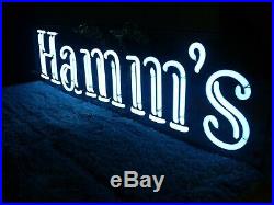 Beautiful Vintage & Very Rare Hamm's Beer Neon Bar Sign, Lights Up In Blue color