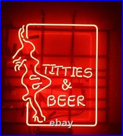 Beauty Live Nudes Titties and Beer Red Neon Sign Artwork Glass Neon Light 24