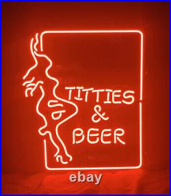 Beauty Live Nudes Titties and Beer Red Neon Sign Artwork Glass Neon Light 24