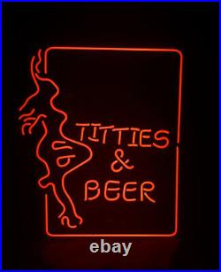 Beauty Live Nudes Titties and Beer Red Neon Sign Artwork Glass Neon Light 24