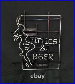 Beauty Live Nudes Titties and Beer Red Neon Sign Artwork Glass Neon Light 24