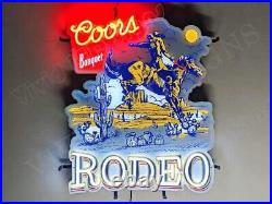 Beer Banquet Rodeo Bull Cowboys 24 Vivid LED Neon Sign Light Lamp Bar Dimmer