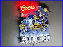 Beer Banquet Rodeo Bull Cowboys 24 Vivid LED Neon Sign Light Lamp Bar Dimmer