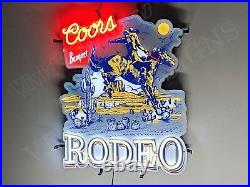 Beer Banquet Rodeo Bull Cowboys 24 Vivid LED Neon Sign Light Lamp Bar Dimmer