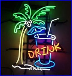 Beer Drink Coconut Tree Cocktails 17x14 Neon Light Sign Lamp Wall Decor Bar