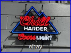 Beer Lager Chill Harder 24x20 Vivid LED Neon Sign Light Lamp With Dimmer