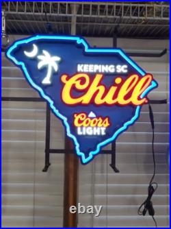 Beer Lager Keeping South Carolina Chill Vivid LED Neon Sign Light Lamp Dimmer Beer Lager Keeping South Carolina Chill Vivid LED Neon Sign Light Lamp Dimmer