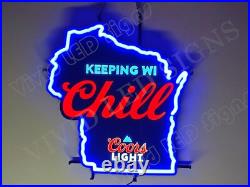 Beer Lager Mountain Keeping WI Chill Vivid LED Neon Sign Light Lamp With Dimmer