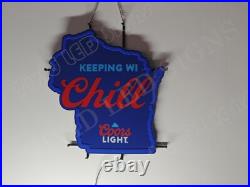 Beer Lager Mountain Keeping WI Chill Vivid LED Neon Sign Light Lamp With Dimmer