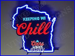 Beer Lager Mountain Keeping WI Chill Vivid LED Neon Sign Light Lamp With Dimmer