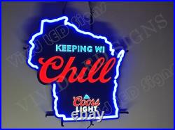 Beer Lager Mountain Keeping WI Chill Vivid LED Neon Sign Light Lamp With Dimmer