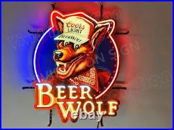 Beer Wolf Hat 24x20 Vivid LED Neon Sign Light Lamp With Dimmer
