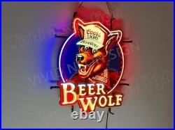 Beer Wolf Hat 24x20 Vivid LED Neon Sign Light Lamp With Dimmer