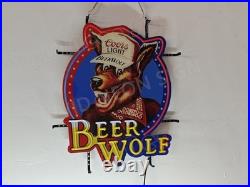 Beer Wolf Hat 24x20 Vivid LED Neon Sign Light Lamp With Dimmer